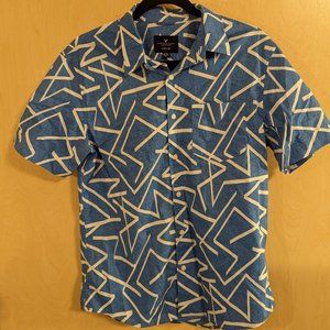 American Eagle Men's Seriously Soft Short Sleeve Blue Abstract Shirt